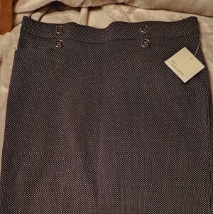 NWT Blk & Wht Polka Dot Pencil Skirt Medium 89th Madison rayon Nylon Spandex